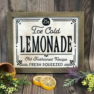 Ice Cold Lemonade Wood Sign